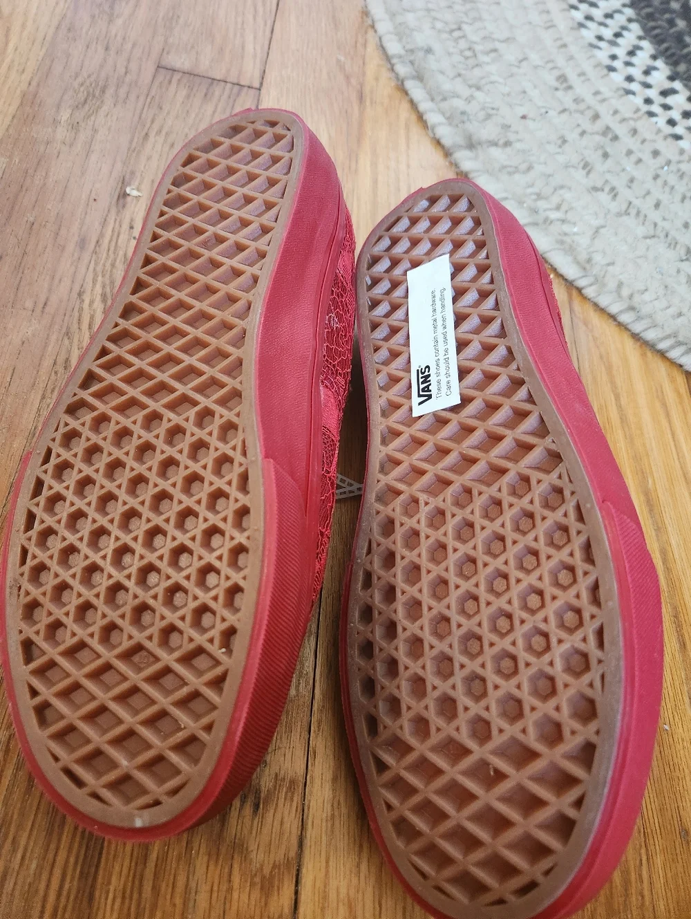 Vans Red Lace & Checkerboard Low-Top Sneakers
